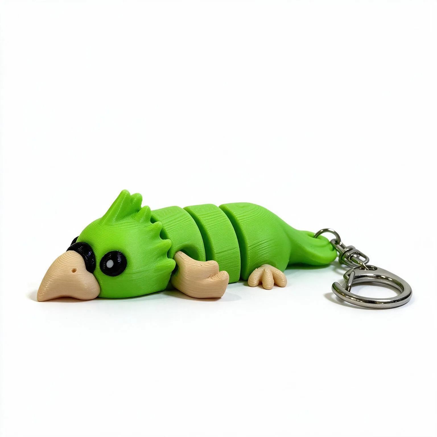 Articulated Green Parrot Keychain