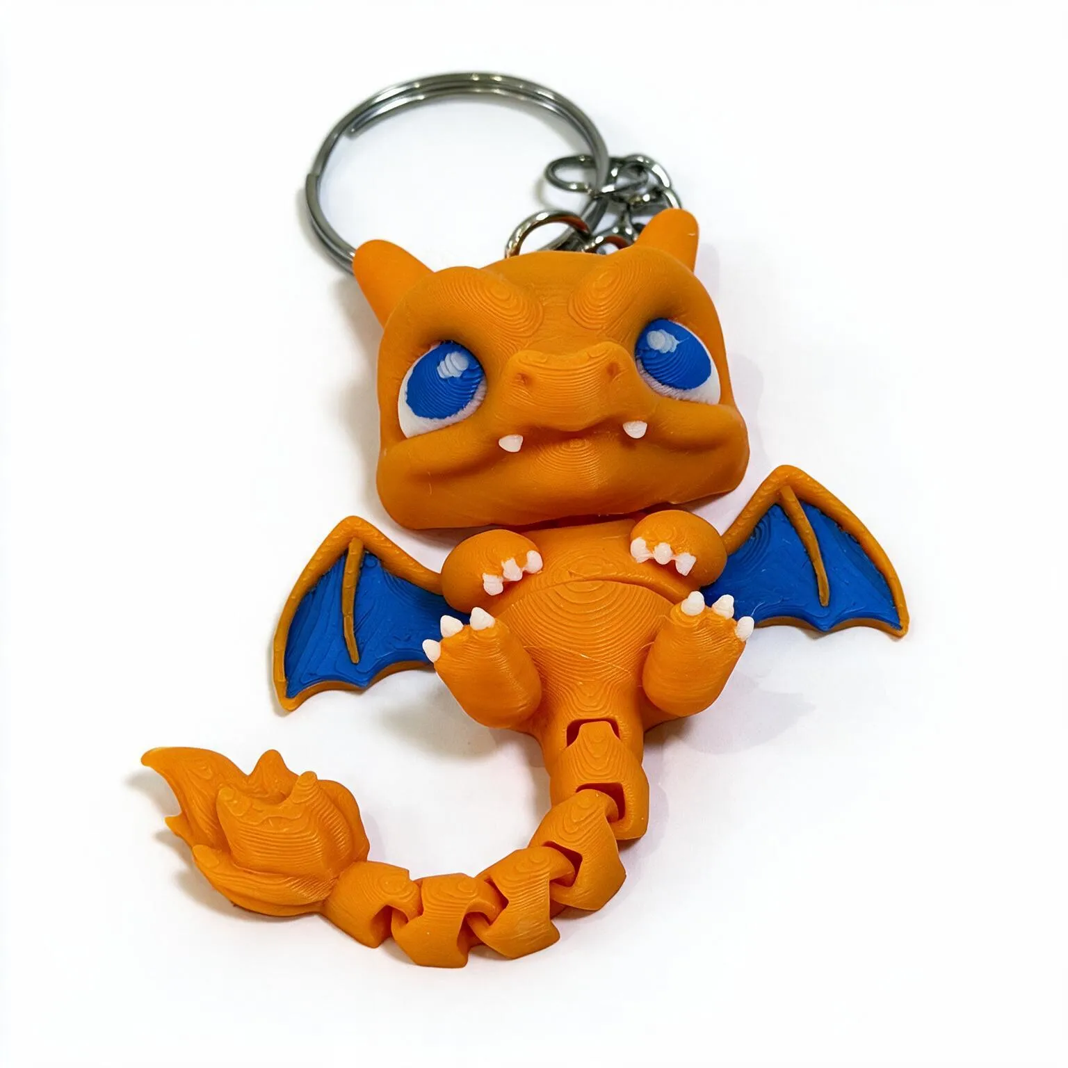 Articulated Orange Dragon Keychain