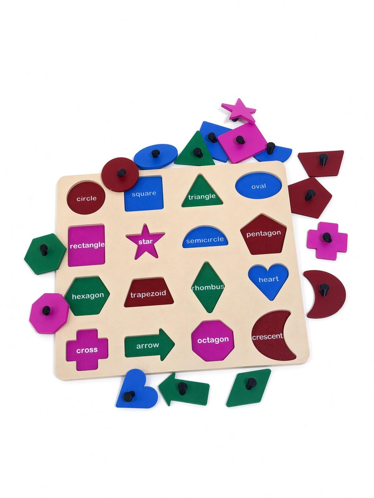 3D-Printed Shapes & Colors Educational Peg Puzzle