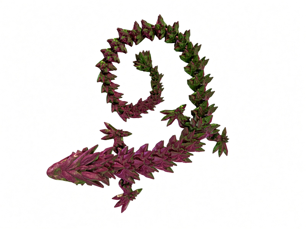 3D Printed Articulated Crystal Lizard (60cm) – Silk Purple & Green