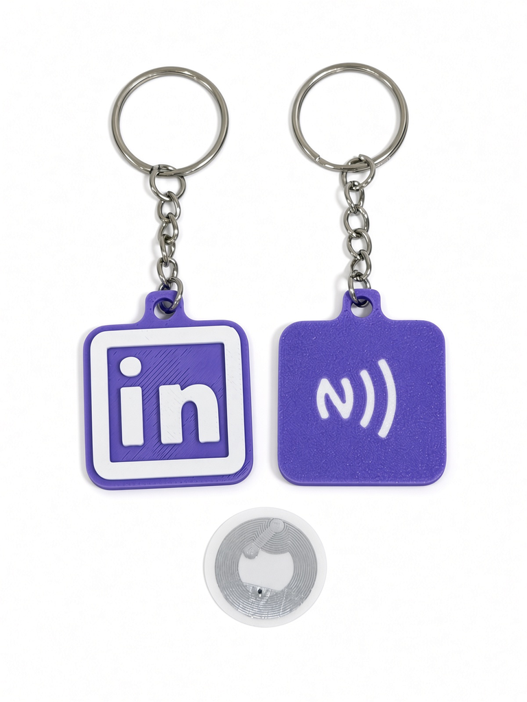 3D Printed LinkedIn NFC Smart Keychain – PLA Edition